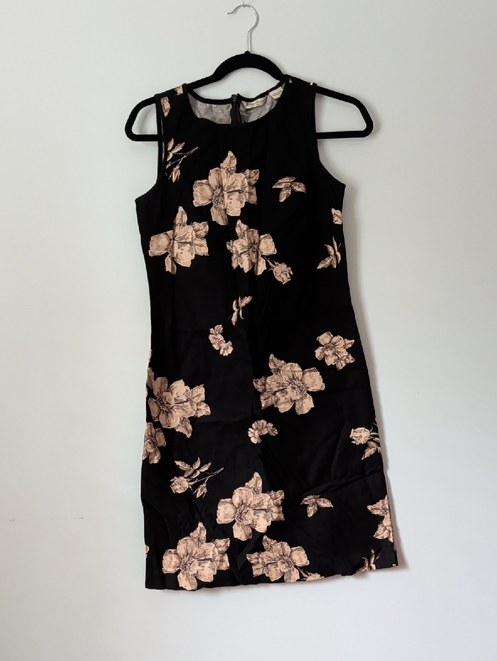 Eddie Bauer Black Mini Dress with Blush Floral Print